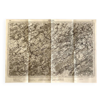 Carte environs de Marche-en-Famenne Belgique vintage 1914