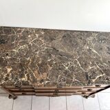 Louis XVI chest of drawers in marquetry with marble top