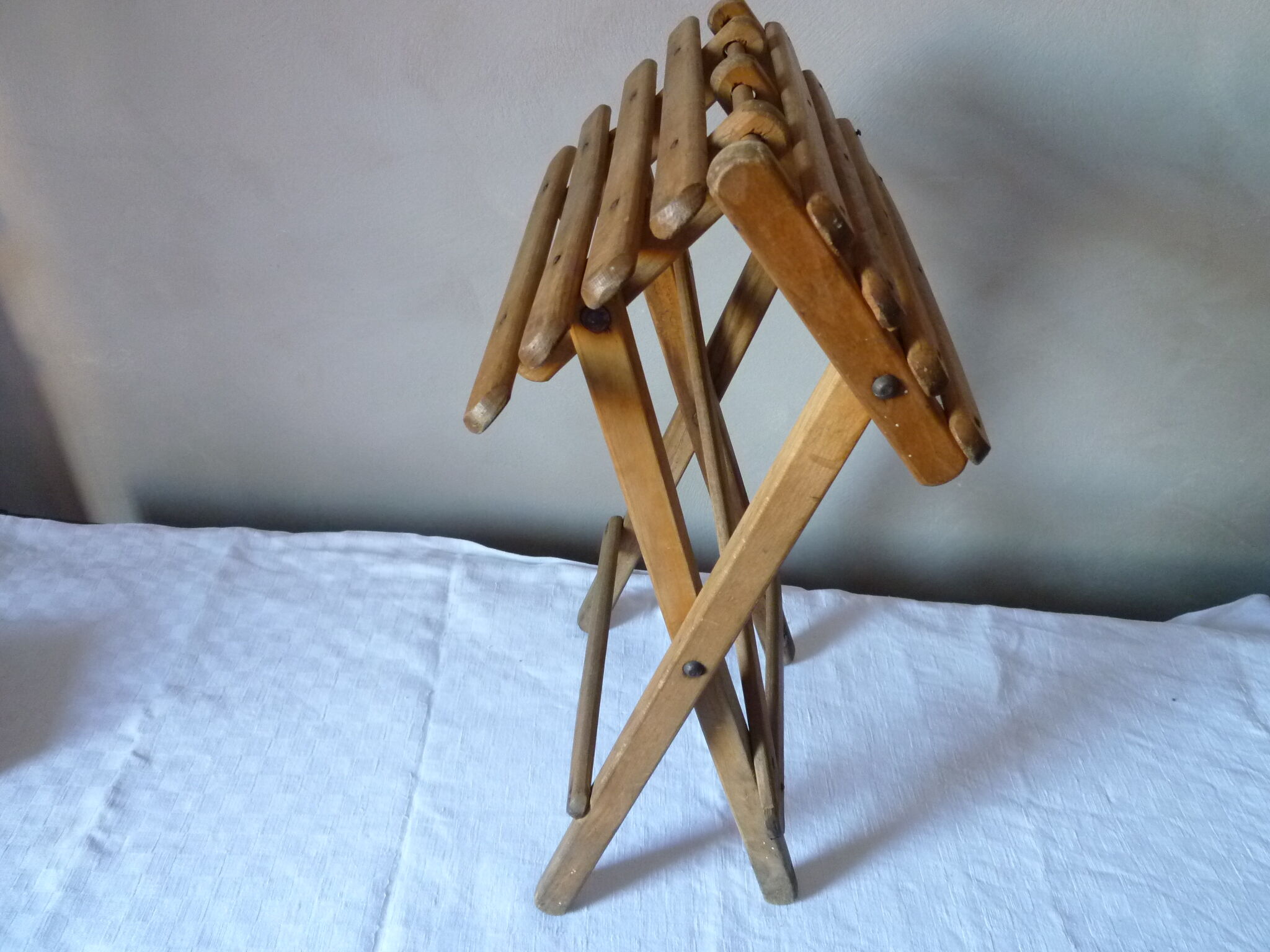 Wooden folding stool