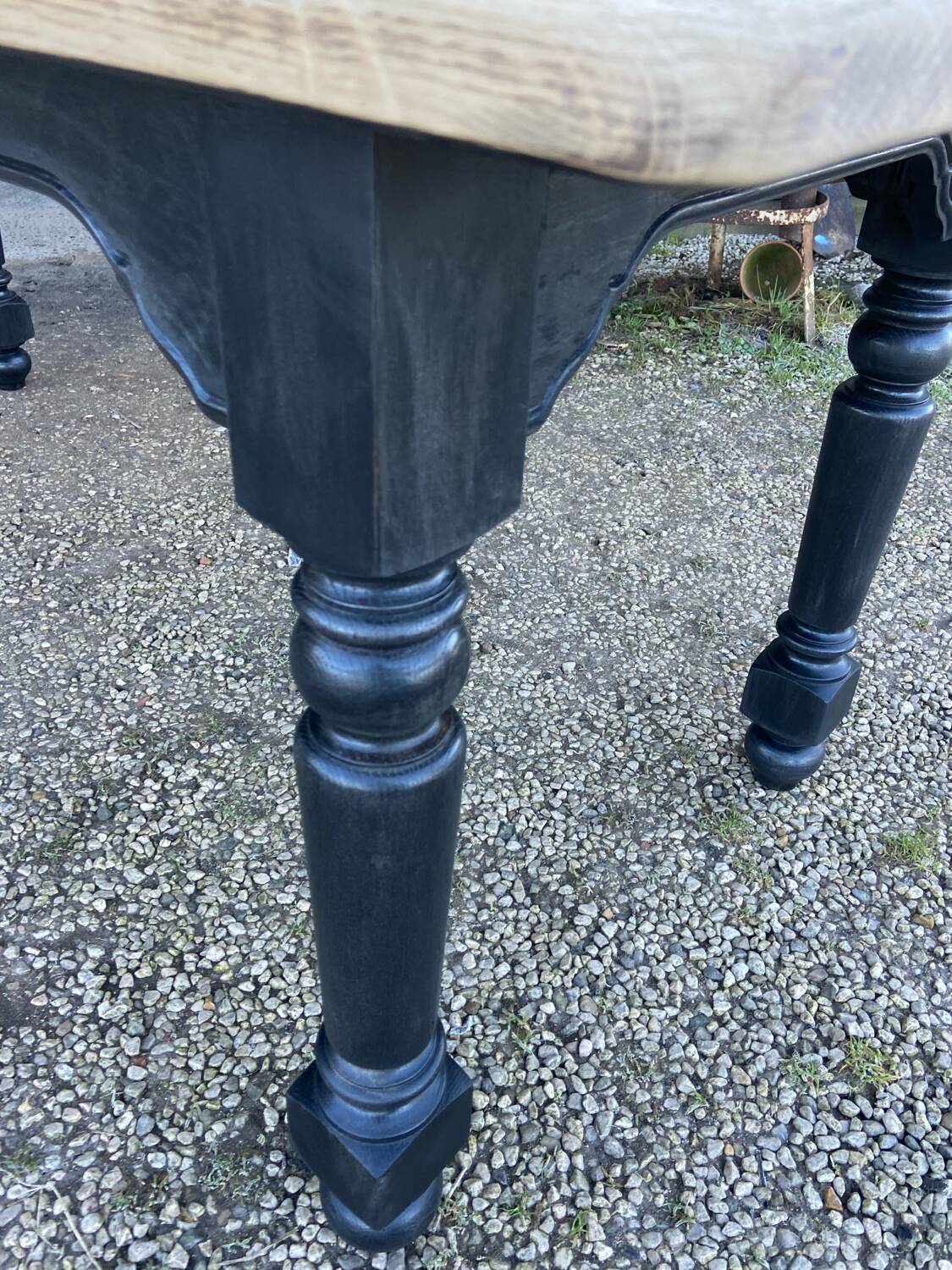 Wood and black farmhouse table