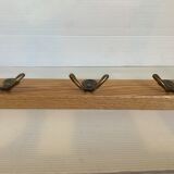 Wood metal coat rack three double hooks