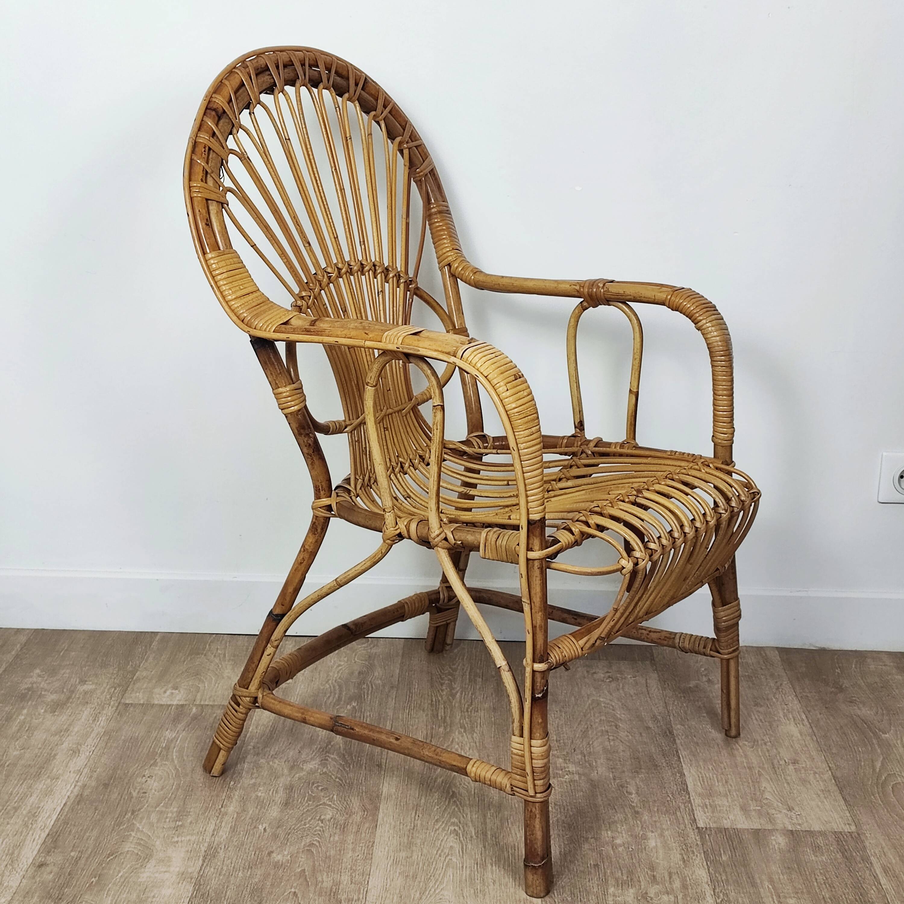 Rattan armchair 60'