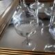 8 vintage stemmed glasses, French glassware, 1950s.