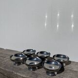 6 coupelles inox métal argenté 1970