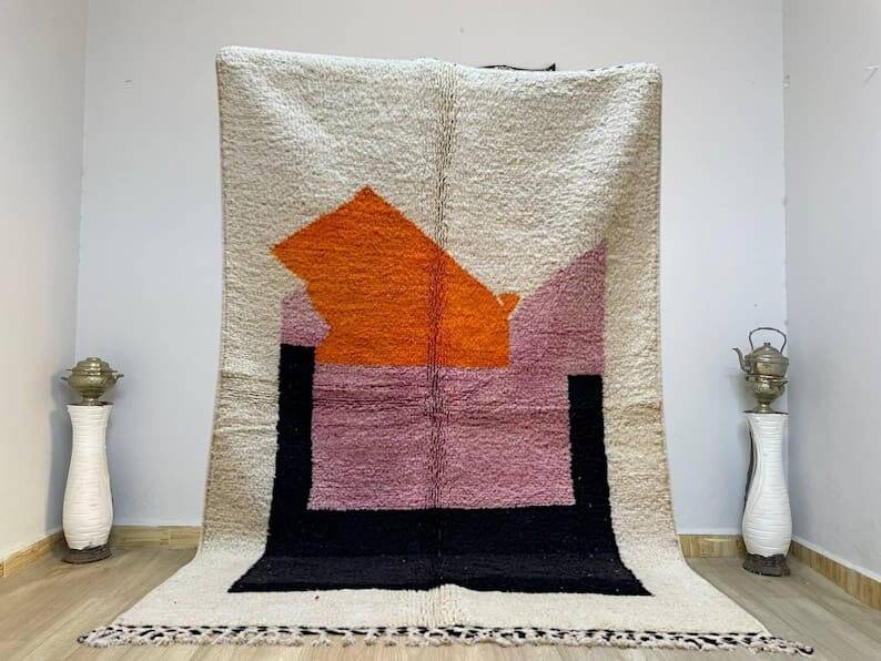 Handmade Beni Mrirt rug with colorful patterns, size 250 x 250 cm