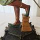 Lampe orientaliste ancienne, XIXe siècle, représentant un majordome nubio