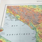 Old map of the Balkan regions Greece Crete 43x43cm from 1950