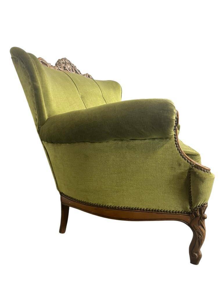 Vintage green baroque sofa / three-seater / sofa
