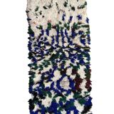 Tapis Berbère blanc et bleu Azilal - 165 x 73 cm
