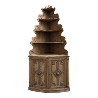 Corner cabinet in oak, late 19th century.