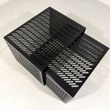 Black perforated steel nesting tables Italy 1980’s