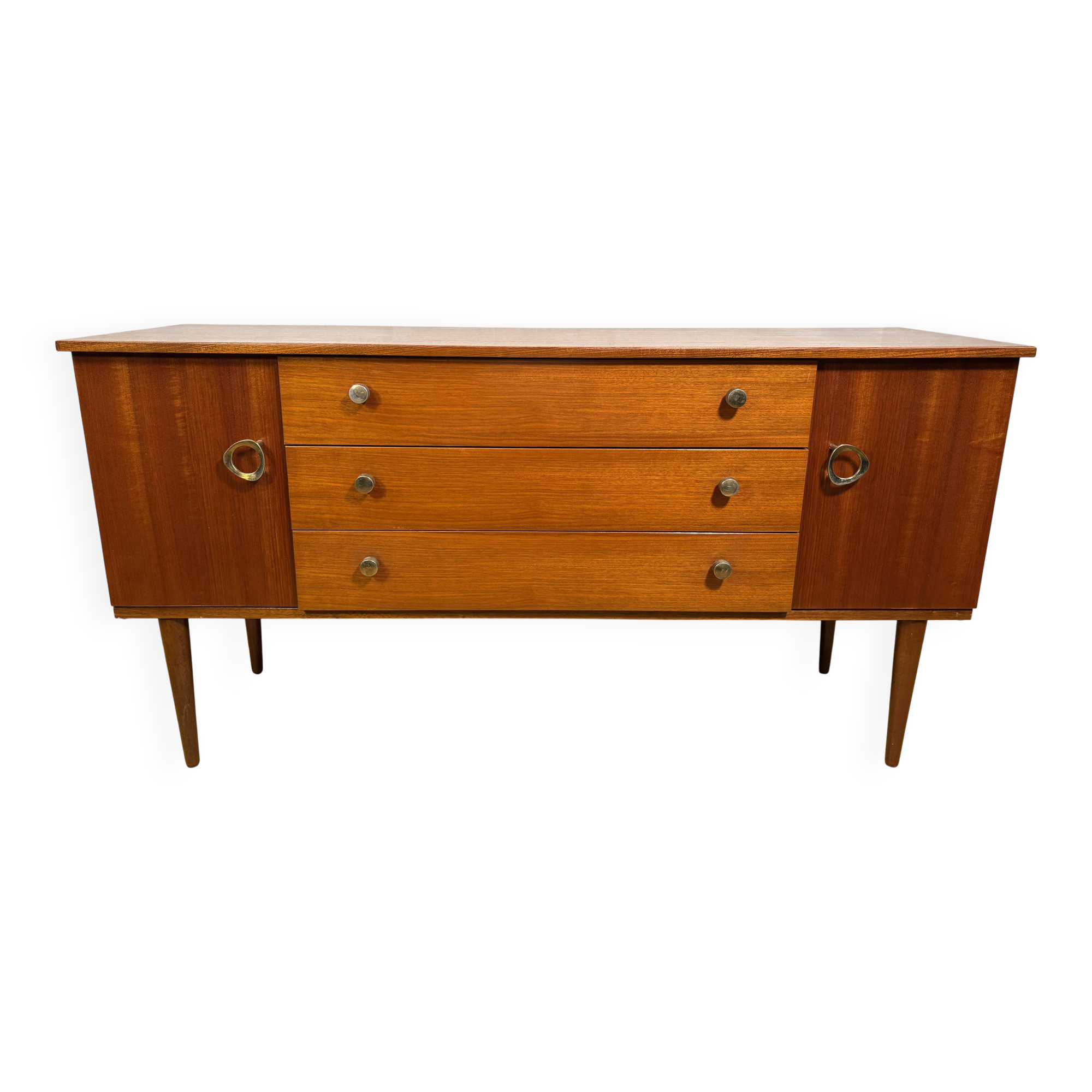 Mid Century Retro Teak Small Sideboard by Schreiber (Circa 1960)  A stylish