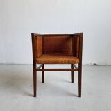Wilhelm Schmidt Oak and Cane Armchair for Prag-Rudniker Wickerwork, c. 1902