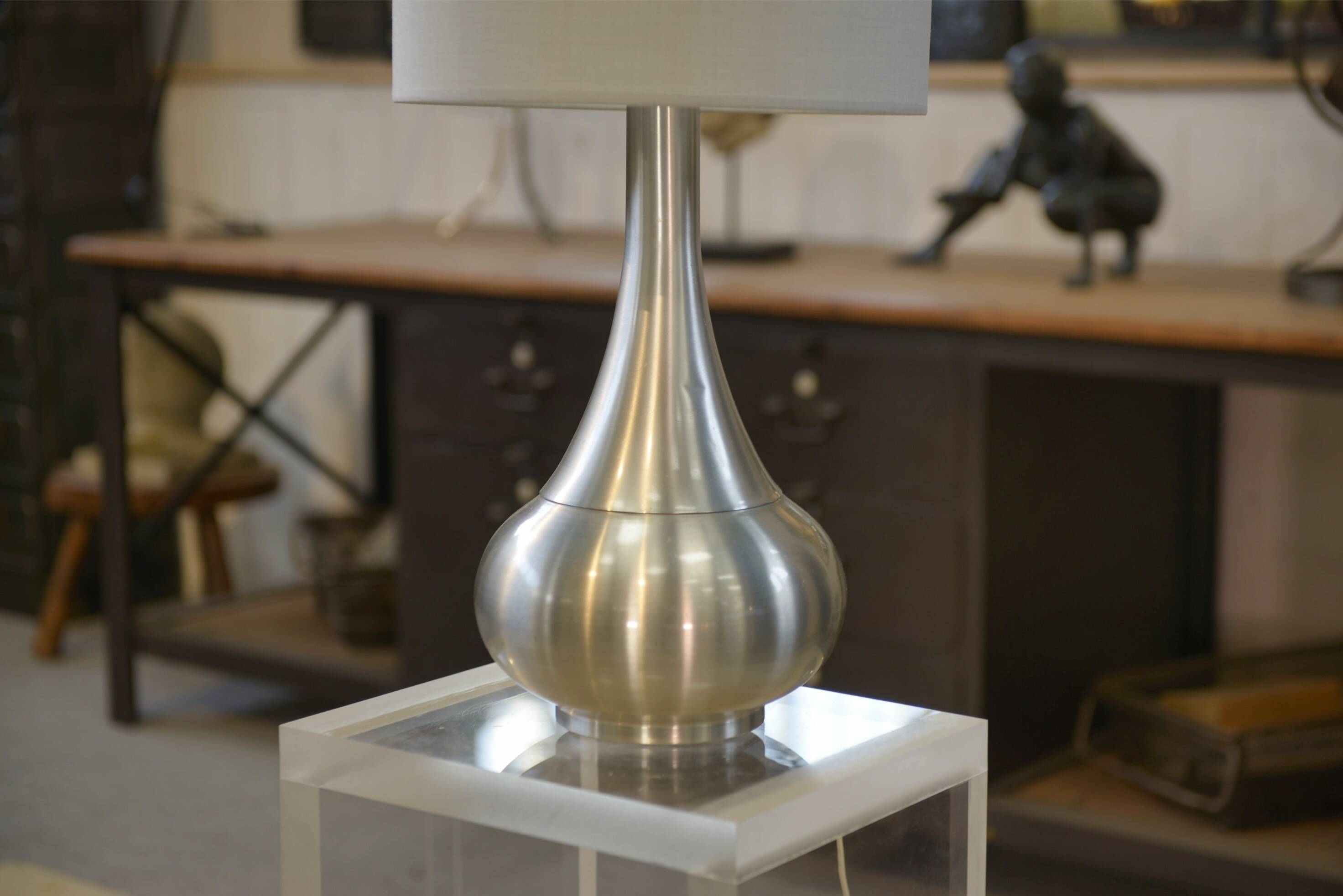 Lampe design en aluminium brossé 1970’s