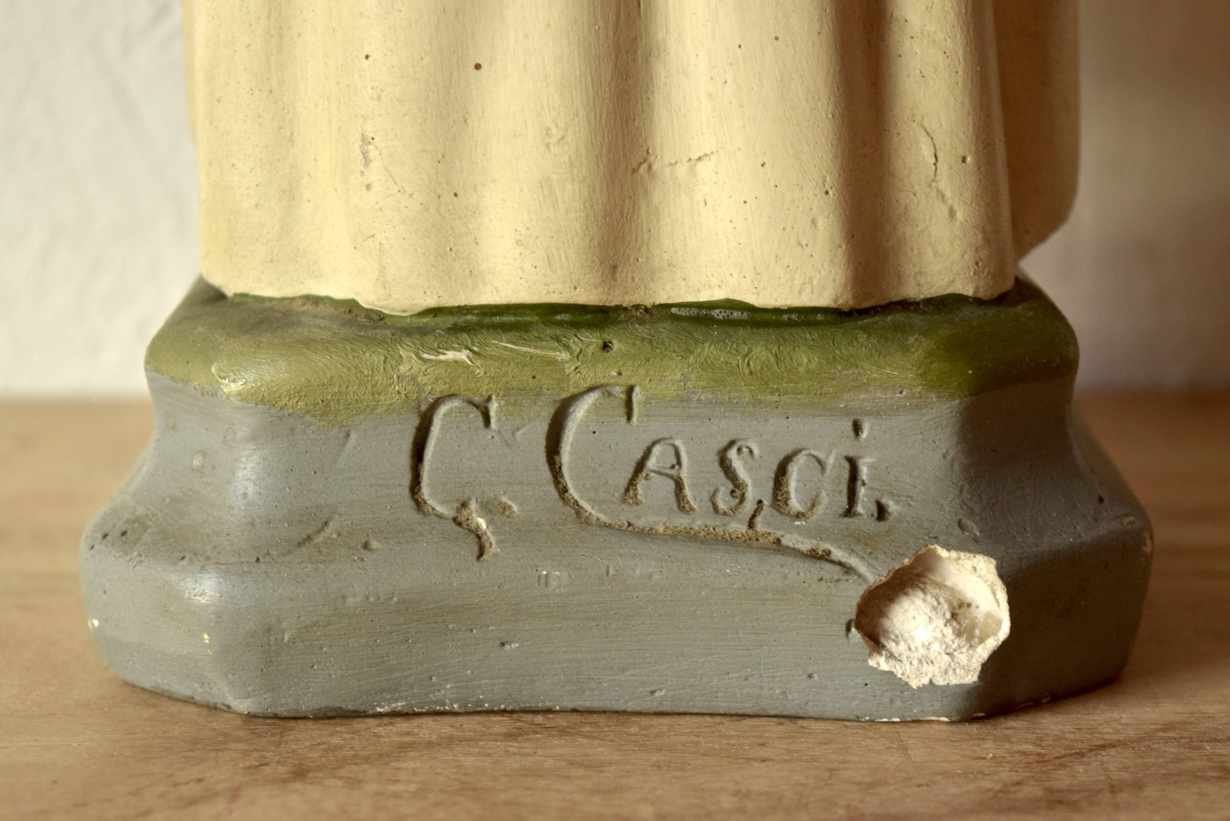 Statue of Saint Therese of Lisieux in plaster - signed Guido Casci - 43 cm