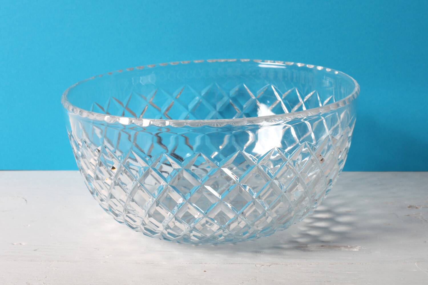 Mid-century Centerpiece, Vintage Clear Glass Fruit or Salad Bowl / Florence