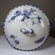 Fine earthenware soup tureen Sarreguemines model Carmen, blue decoration 19th-20th century.