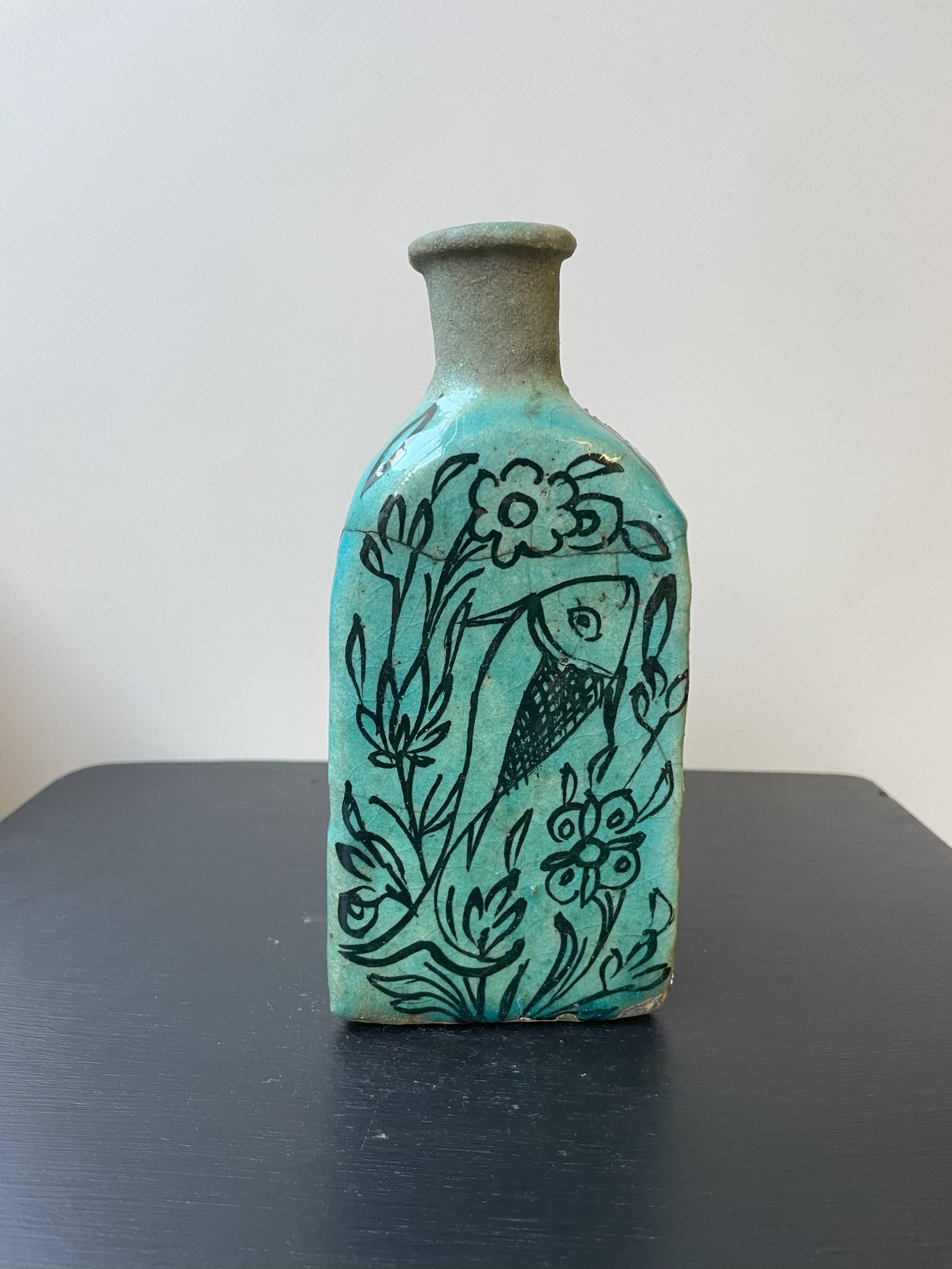 Set of 2 Turquoise Triangular Vases #1 and #2