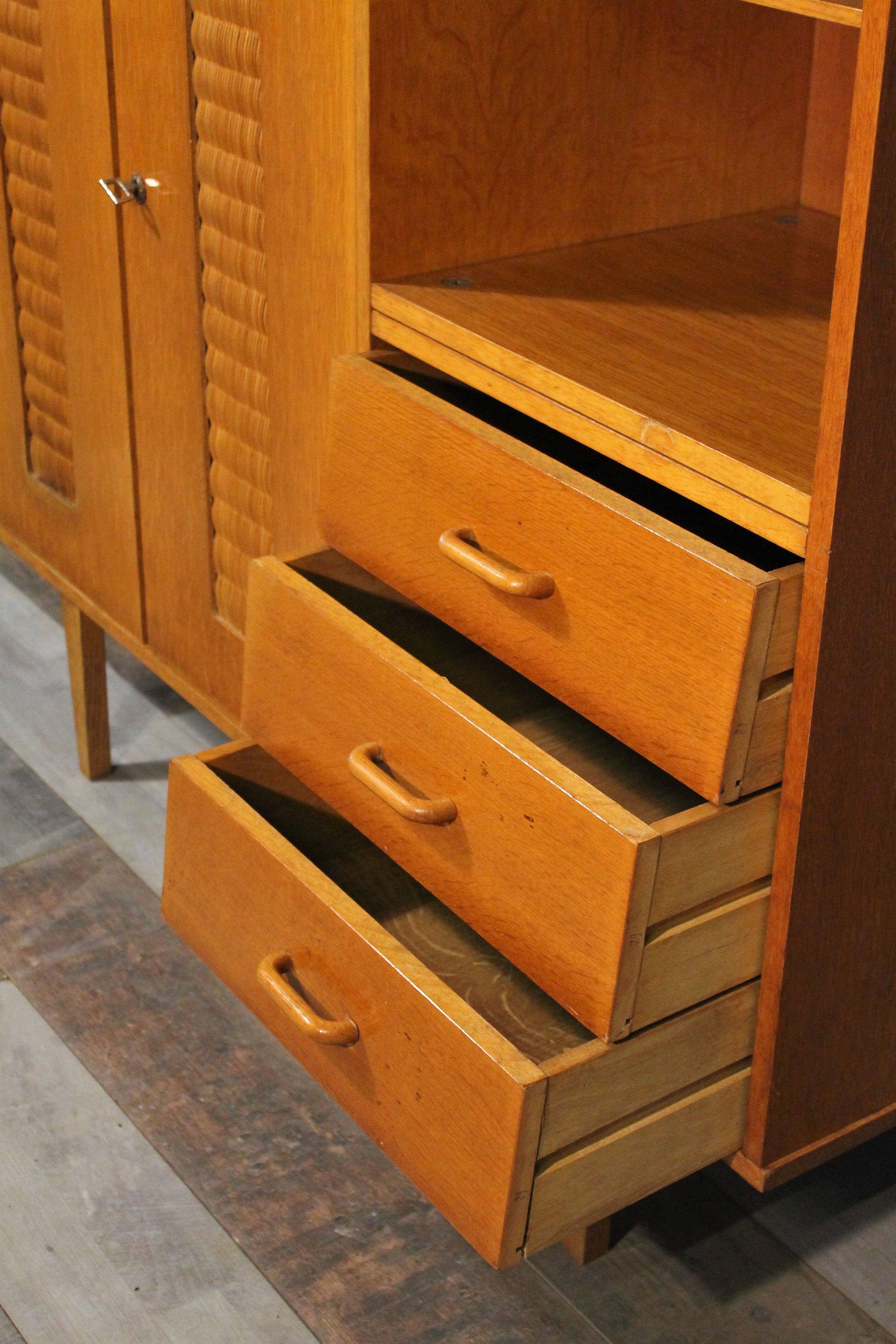 Child wardrobe wood & rattan 1960