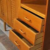 Child wardrobe wood & rattan 1960