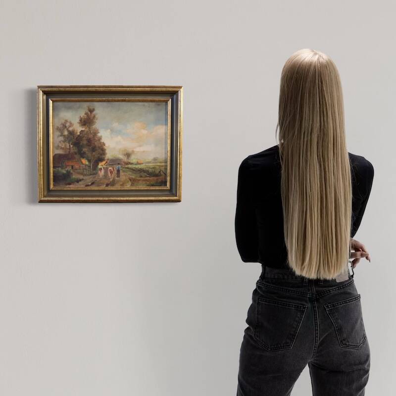 20th century Flemish bucolic landscape painting