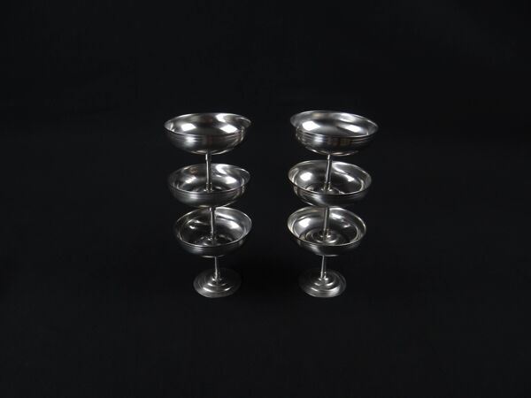6 coupelles à glace sur pied en inox Létang Rémy en inox Made in France