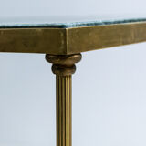 Table basse du milieu du siècle, France 1960 en laiton et marbre vert