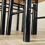 Set of 3 vintage nesting tables in smoked glass and black metal – 1970s