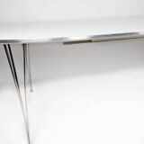 Super Ellipse dining table with white laminate by Piet Hein and Arne Jacobsen
