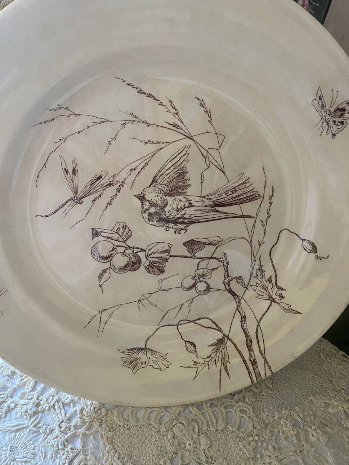 Large round ironstone dish stamped Clairefontaine
