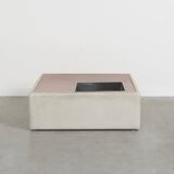 Vintage leather coffee table with plant stand, 1970s