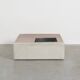 Table basse vintage en cuir avec support pour plantes, 1970