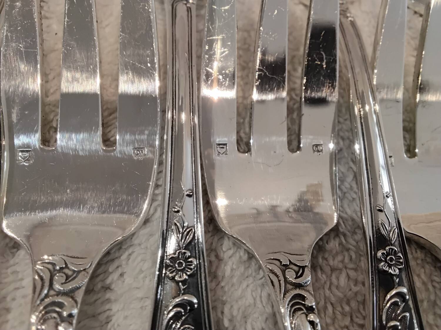 12 fish cutlery sets 24p silver-plated metal rocaille style Marly