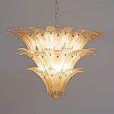 Barovier & Toso Style Gold-Palmette Murano Glass Pendant Chandelier