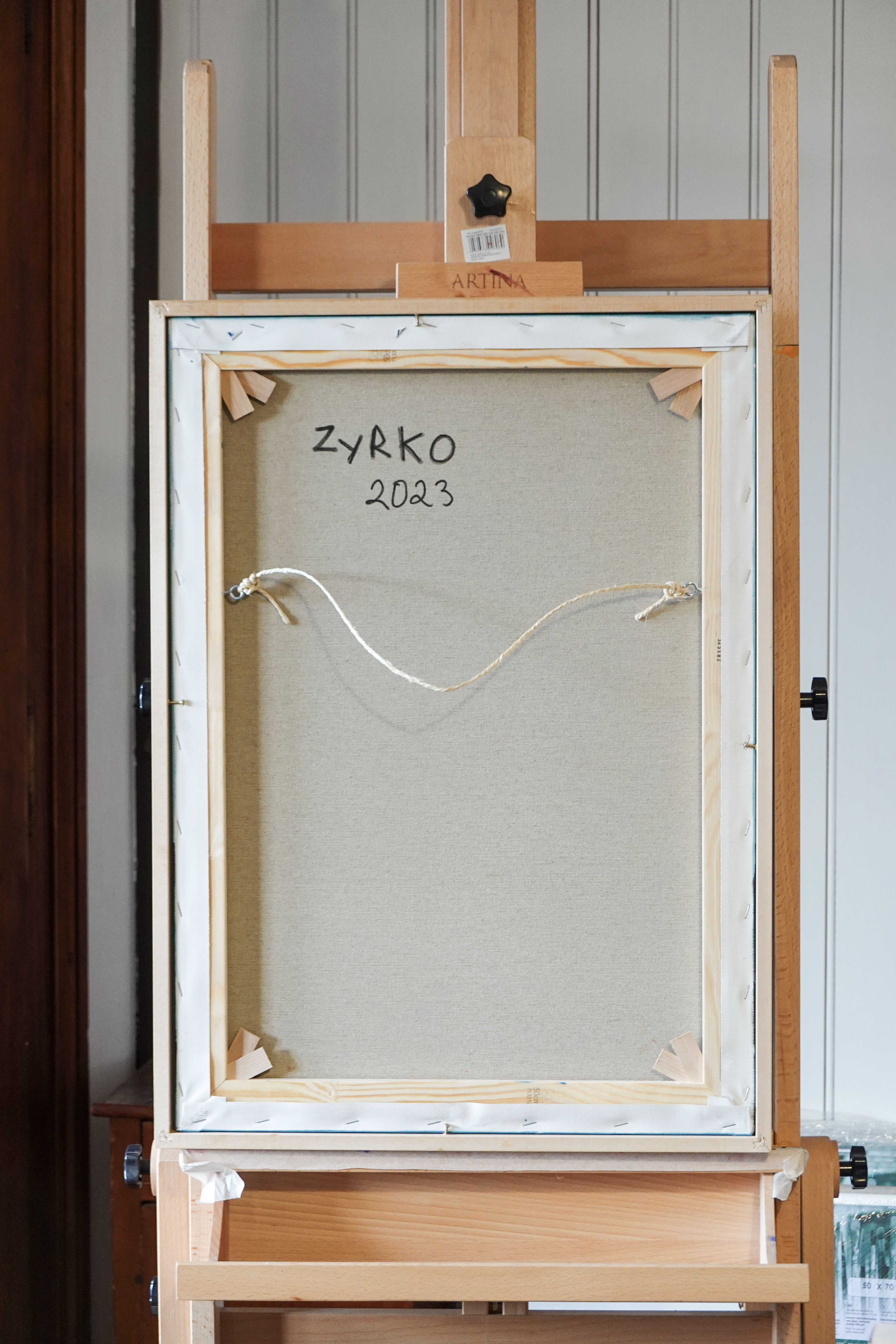 Minimalist abstract painting black sign B03