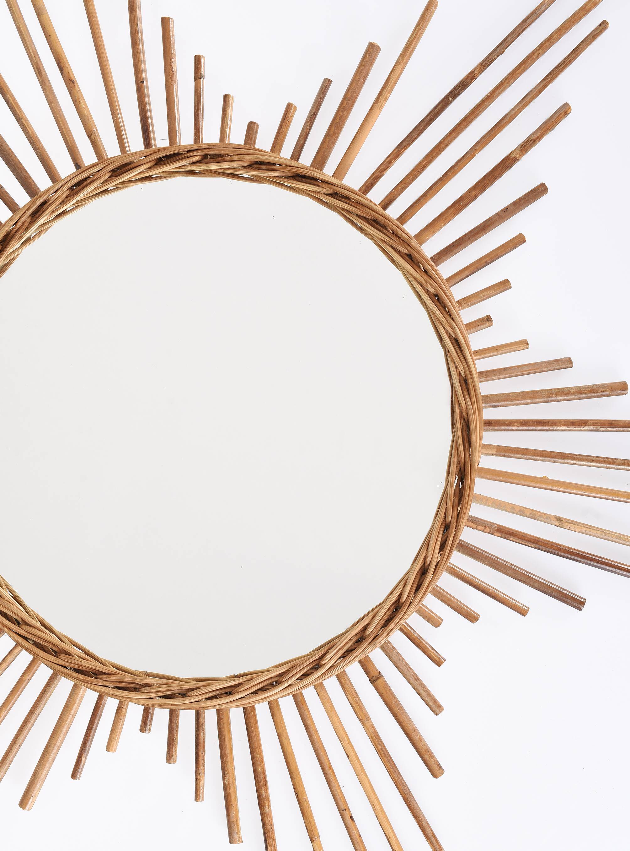 Old mirror, rattan, sun, star shape