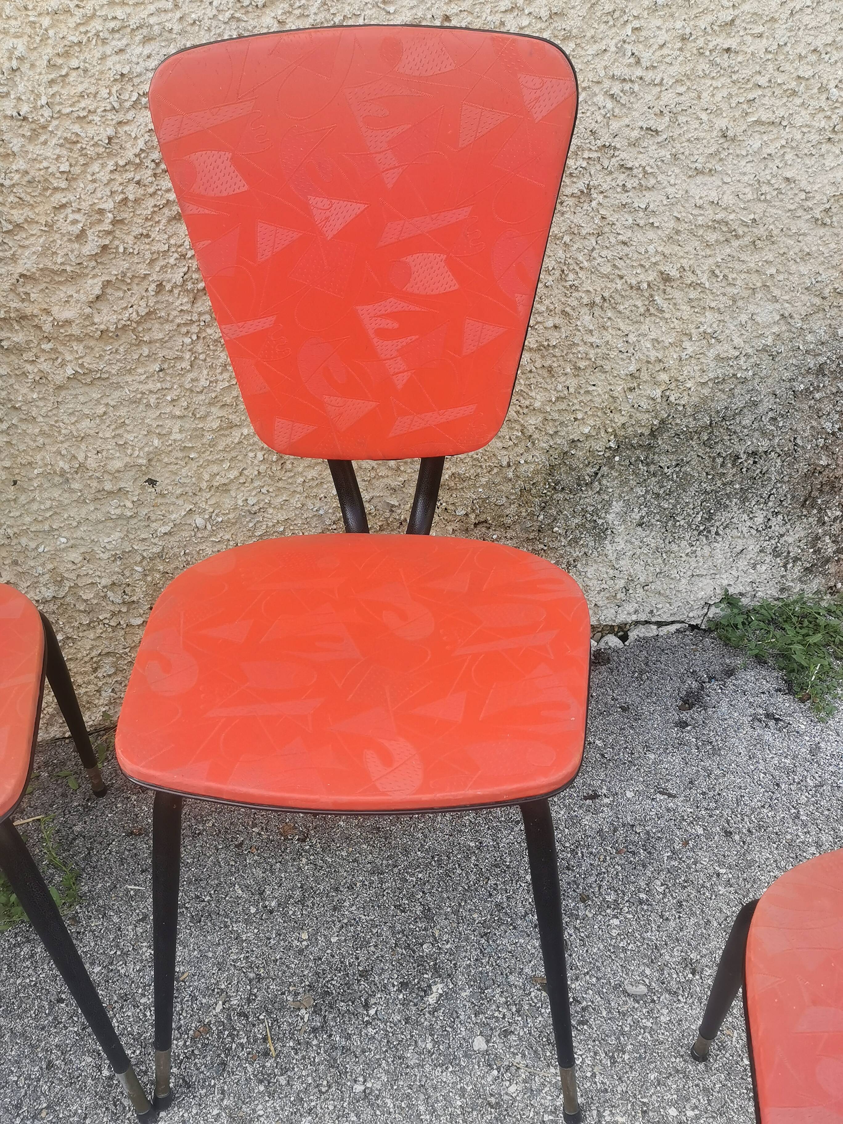 Set of 6 vintage "compass feet" chairs