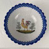 Regional earthenware small hollow dish decorated with 20th century rooster