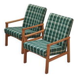 Pair of green patterned armchairs by Ton Bystrice (Thonet) 1960