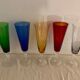 5 colorful champagne flutes in Murano 1970 glass