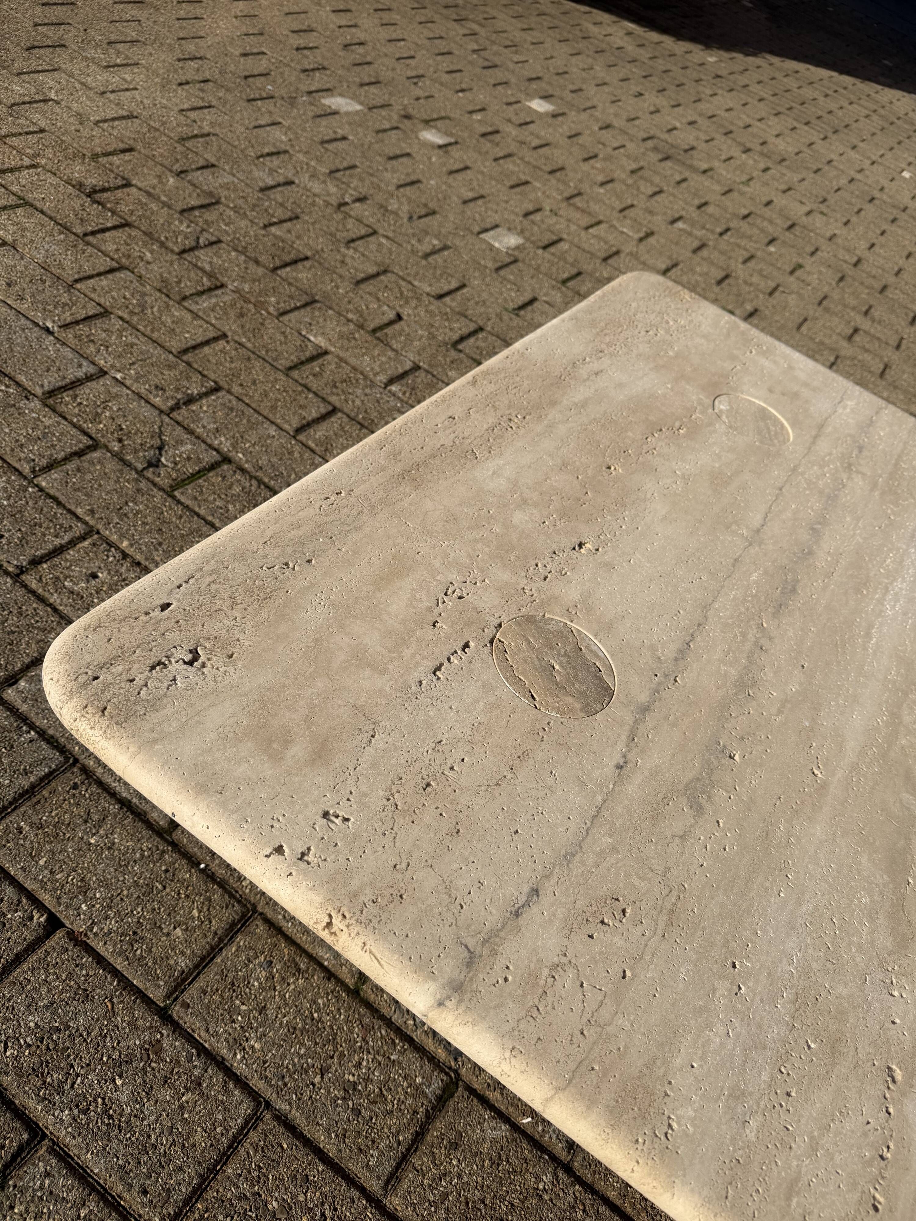 Travertine coffee table Angelo Mangiarotti for Up&Up 1970s