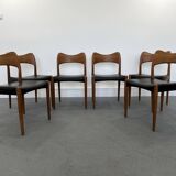 Set of 6 model 71 teak dining chairs by Niels O Møller for JL Møllers 1950s