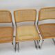 Set of 4 tubular frame and cane dining chairs by Marcel Breuer, 1970s