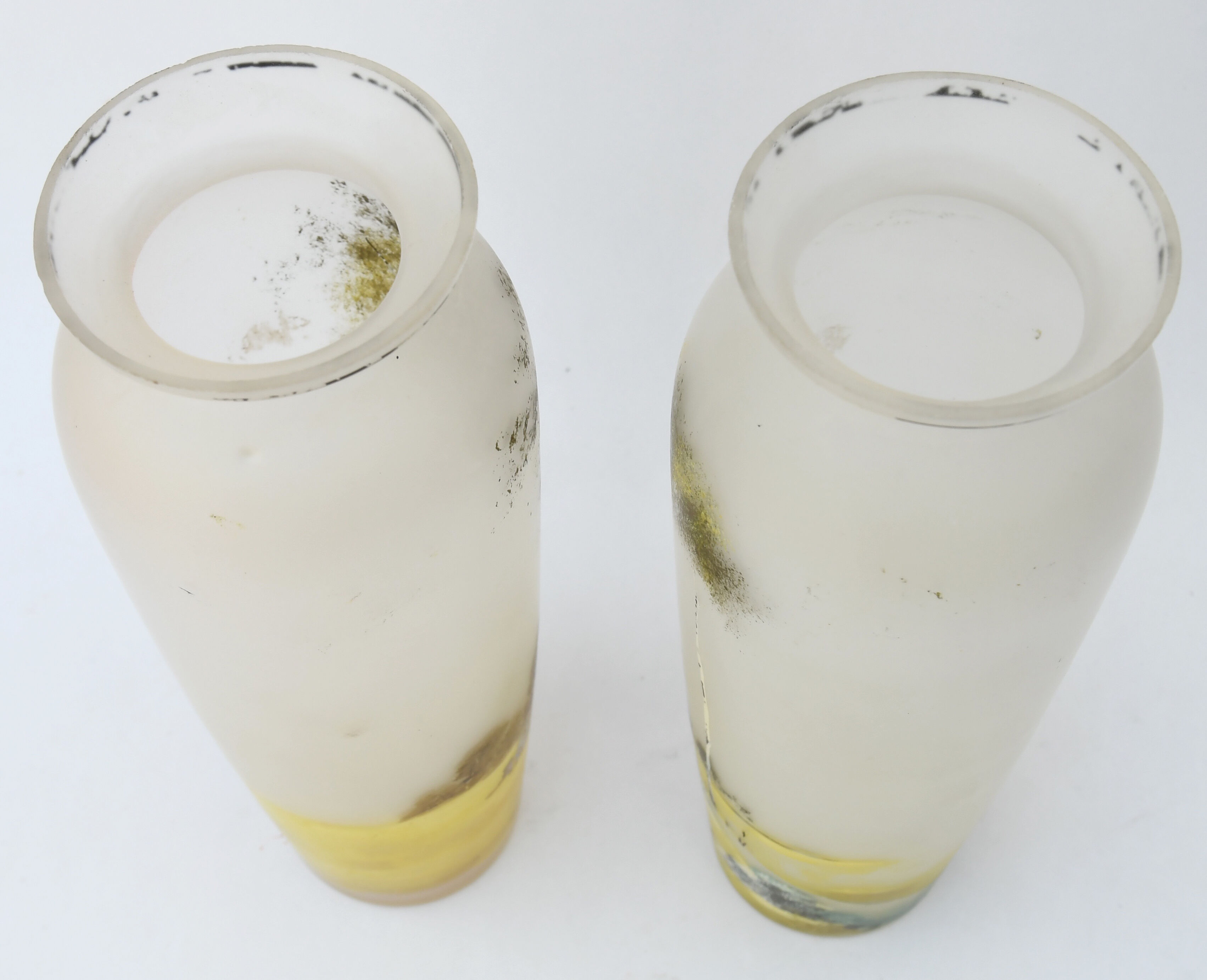 Pair of painted glass vases