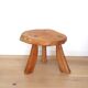 Brutalist solid wood tripod stool vintage