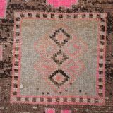 3x10 Salmon & Brown Ikat Pattern Vintage Runner Rug, 82x312Cm
