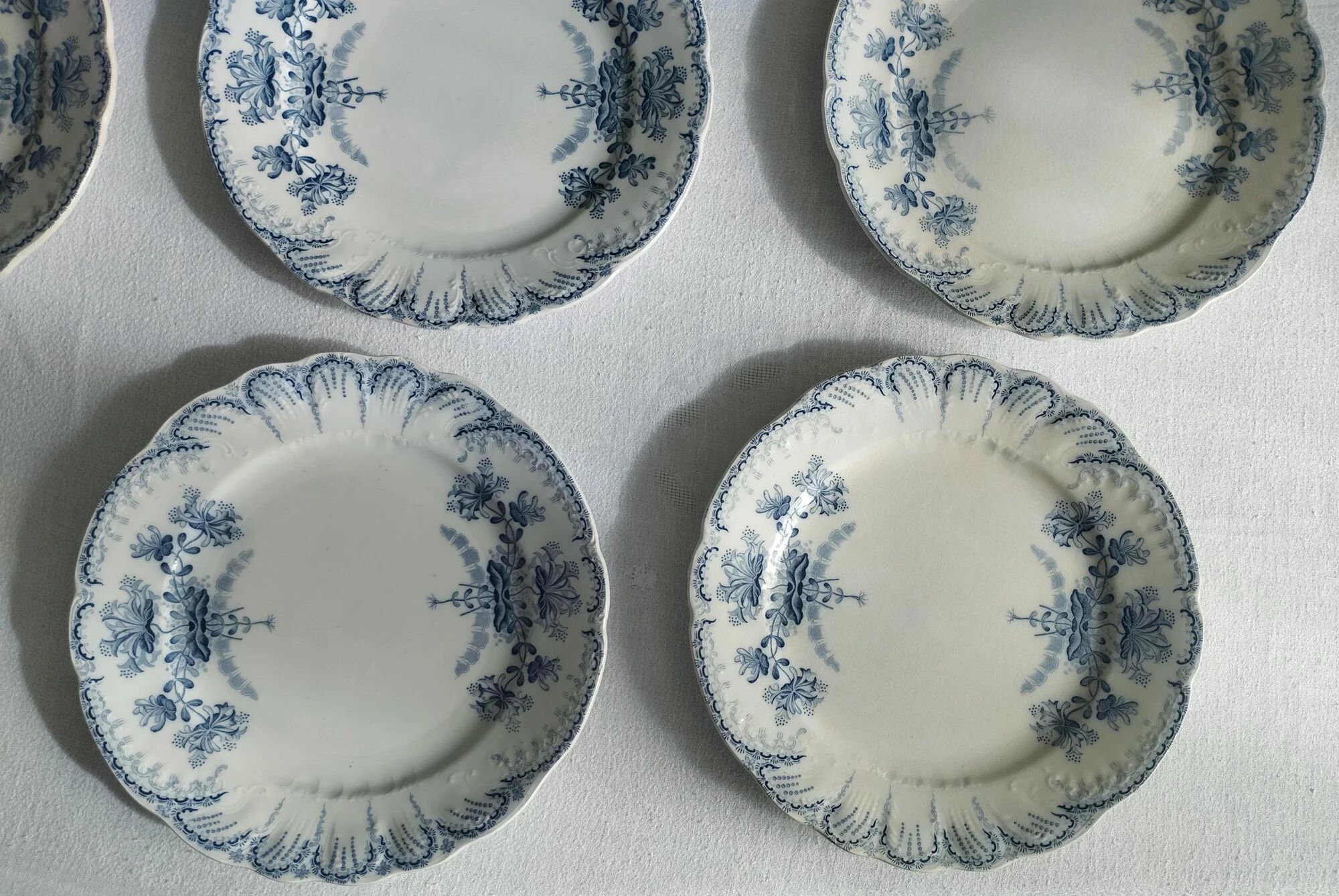 "Regency" - 6 flat plates ironstone St-Amand & Hamage