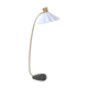 Curved mid-century floor lamp in brass and stone