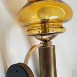 Vintage bubble glass brass applique