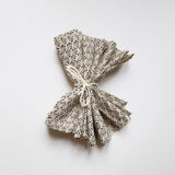 Set of 4 black and beige block-print towels